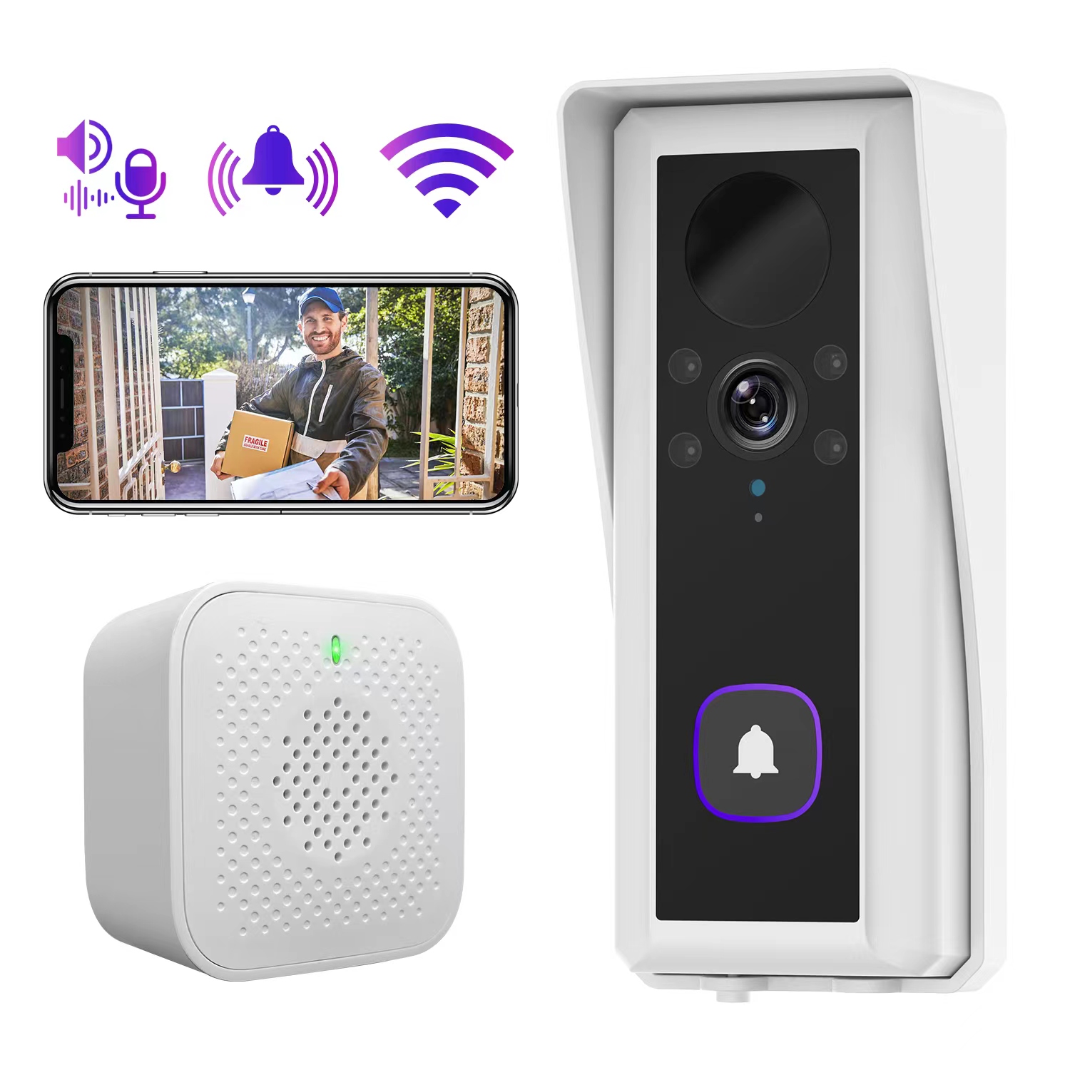 DZ-B15 Smart Video Doorbell Dingdong-enabled Wi-Fi video doorbell